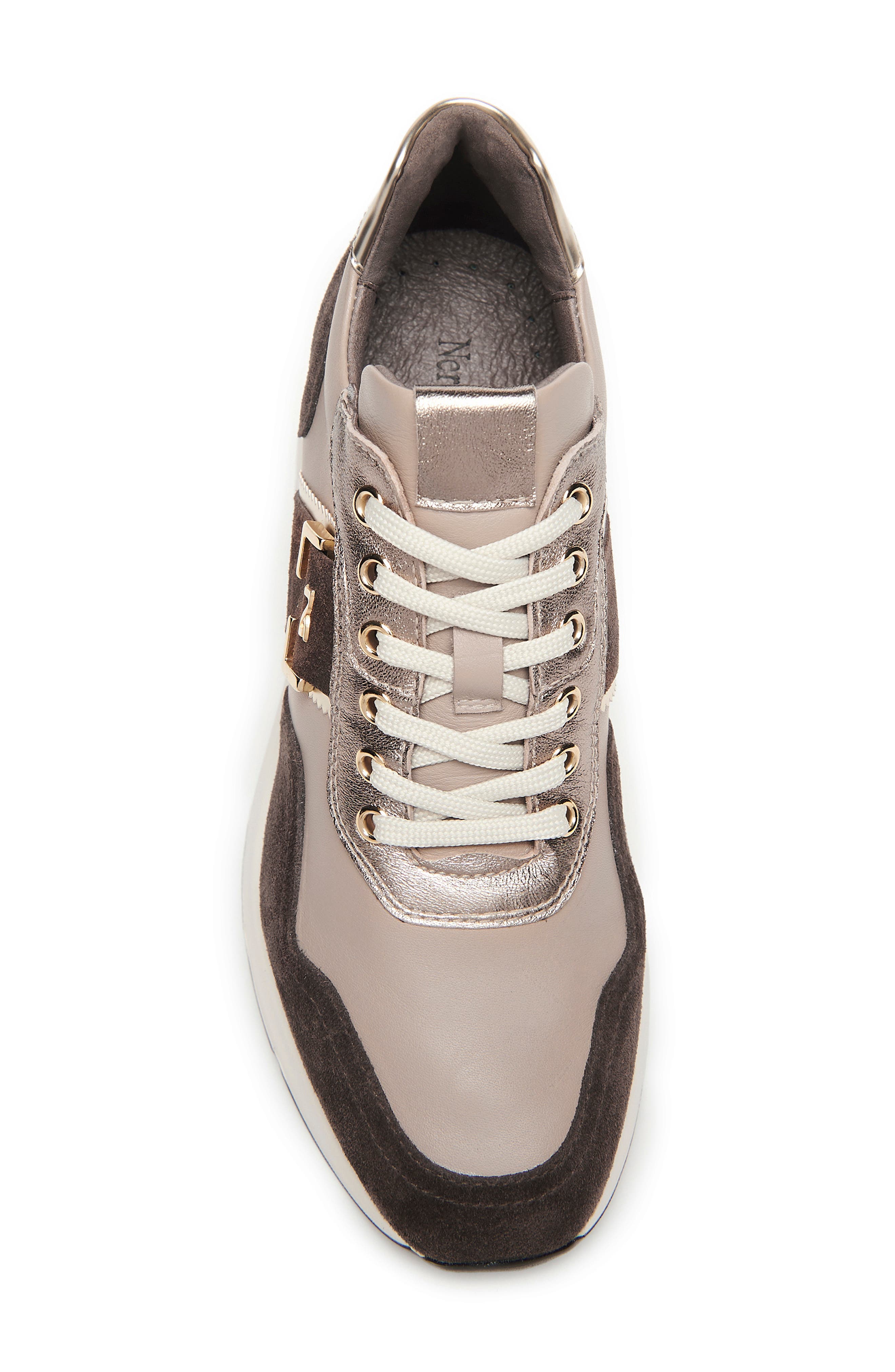Logo Strap Wedge Sneaker, Alternate, color, BROWN
