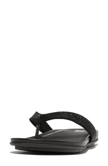 Fitflop Gracie Crystal Flip Flop Sandal In Black