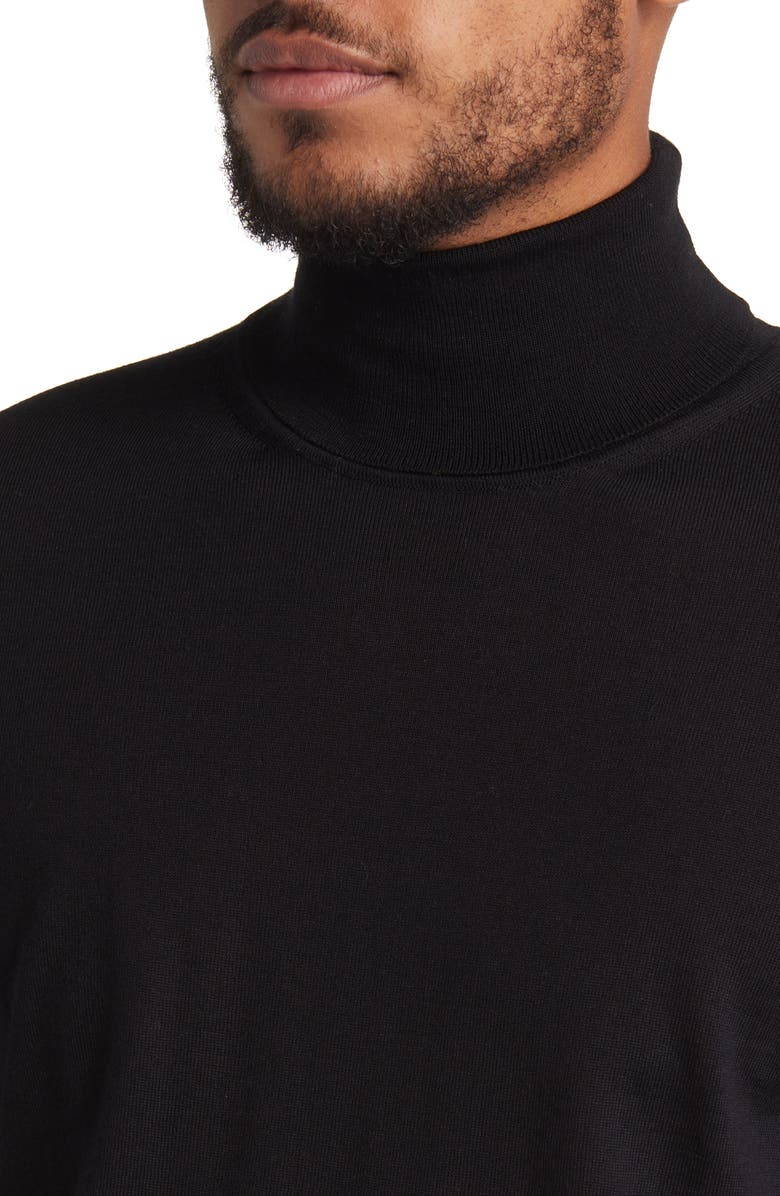 BOSS Musso Virgin Wool Turtleneck Sweater, Alternate, color, Blk