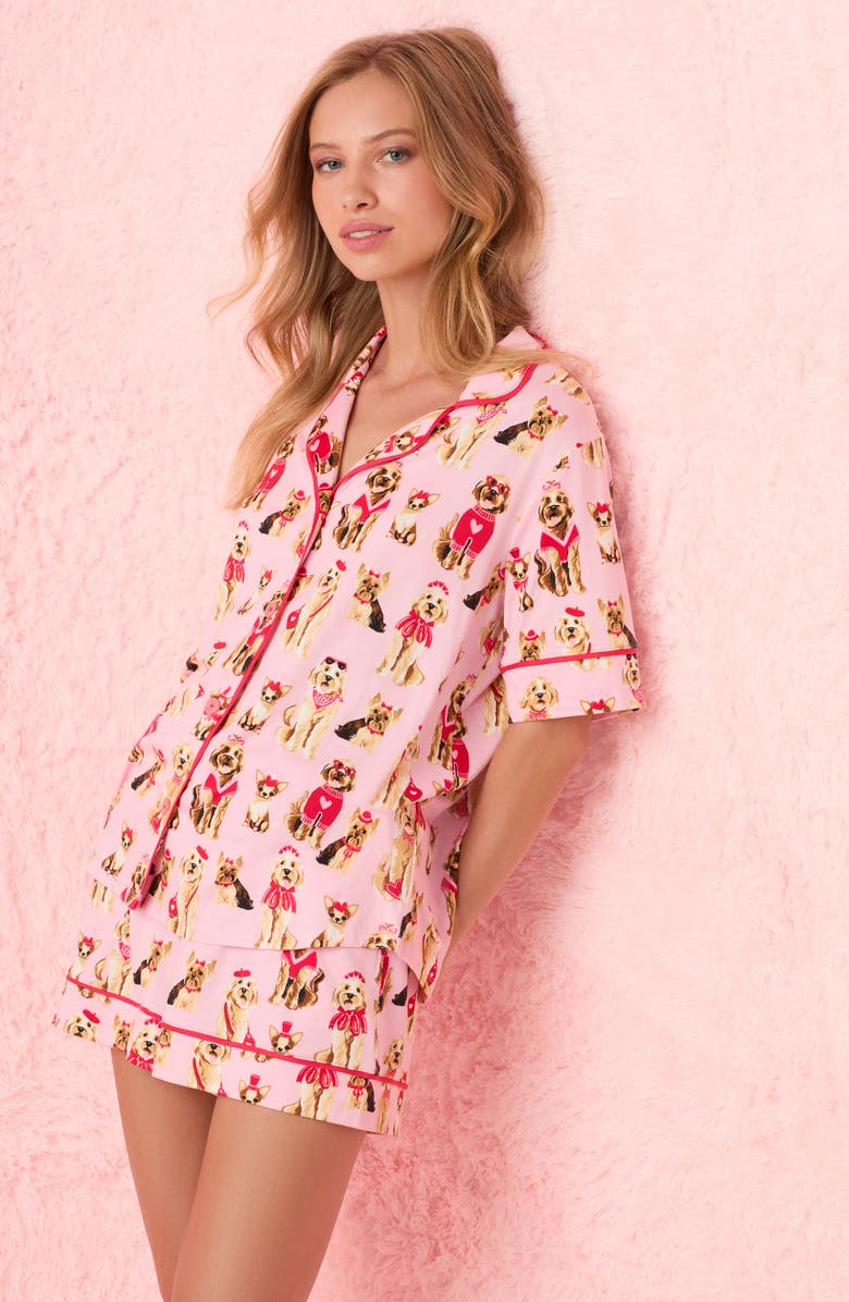 Room Service Pjs Print Short Pajamas, Alternate, color, Pink Print