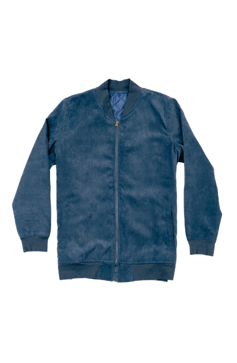 Dapper Boi Blue Microfiber Suede Bomber Jacket, Alternate, color, 