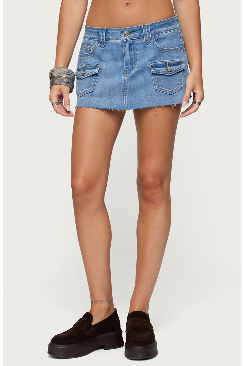 Lury Cargo Denim Miniskort, Main, color, LIGHT-BLUE
