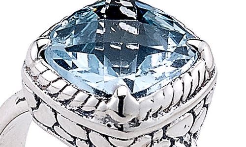 Samuel B. Sterling Silver Cushion Cut Blue Topaz Ring In Blue Topaz