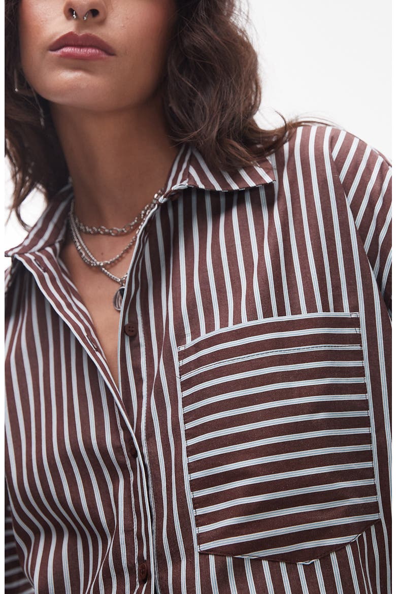 Oversize Stripe Cotton Button-Up Shirt, Alternate, color, MULTI