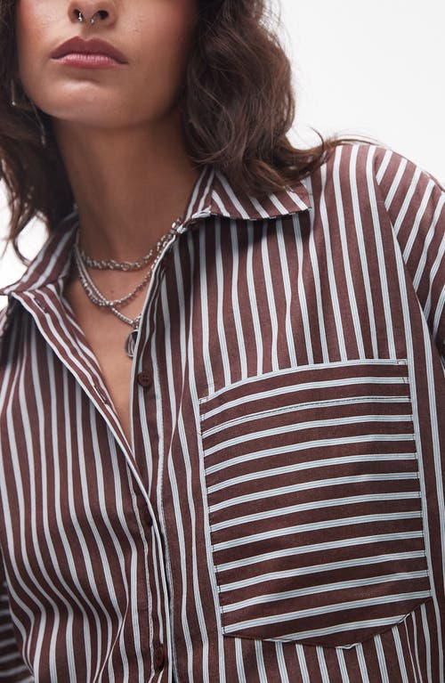 Topshop Oversize Stripe Cotton Button-up Shirt In Multi