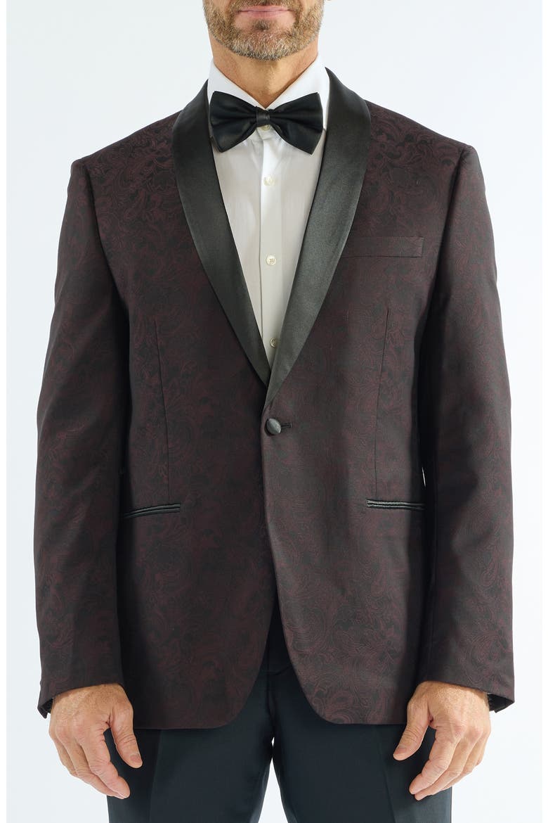 Paisley Jacquard Evening Jacket, Main, color, BURGUNDY