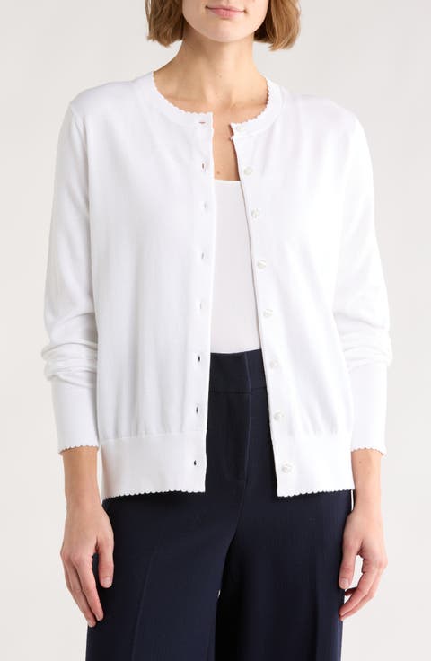 Scalloped Trim Cotton Cardigan