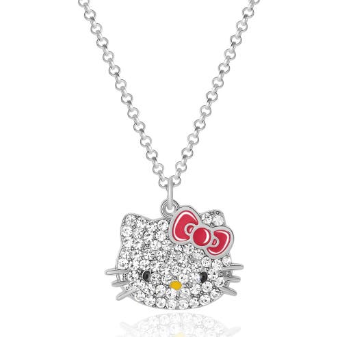 Hello Kitty Fashion Pave Crystal Necklace In Metallic