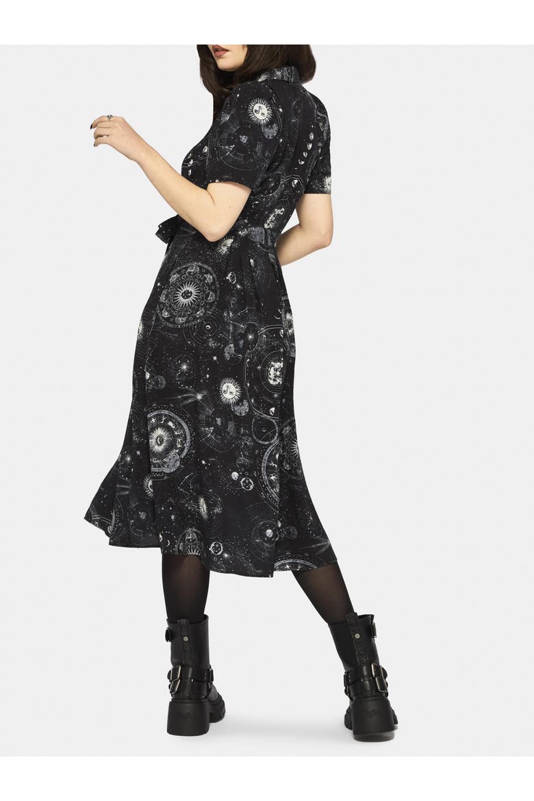 Elise Celestial Midi Shirt Dress, Alternate, color, Black