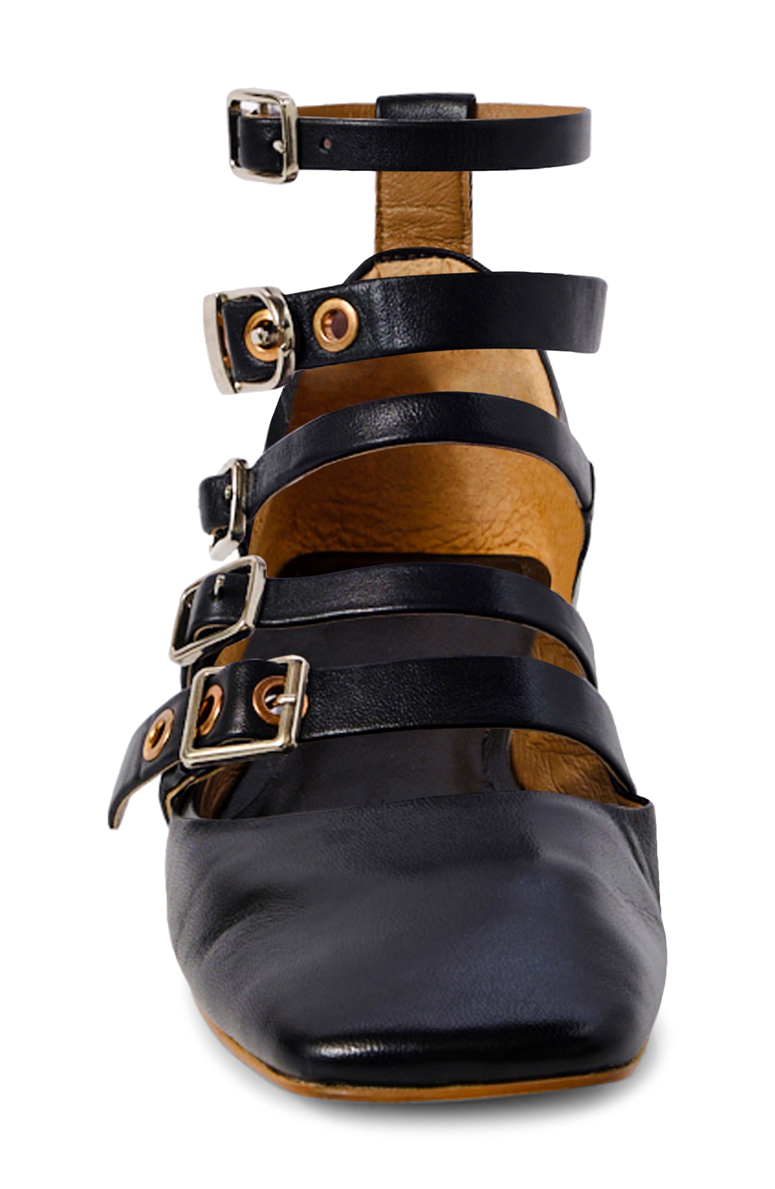 Free People Hart Ankle Strap Flat, Alternate, color, Black