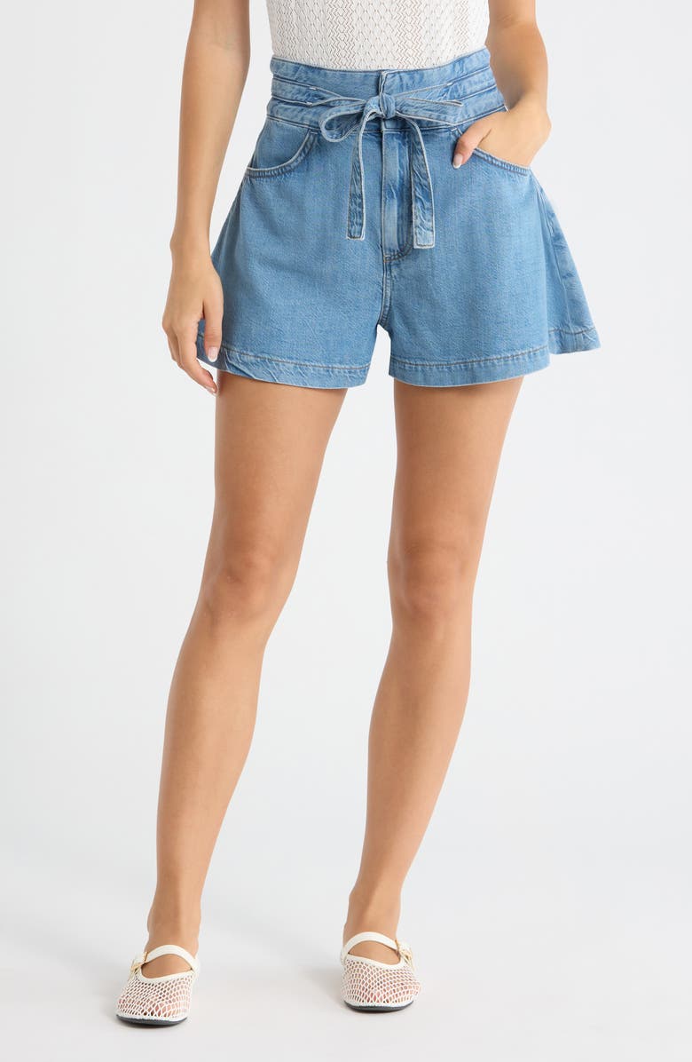 PAIGE Mathilda Paperbag Waist Denim Shorts, Main, color, Rosecrans