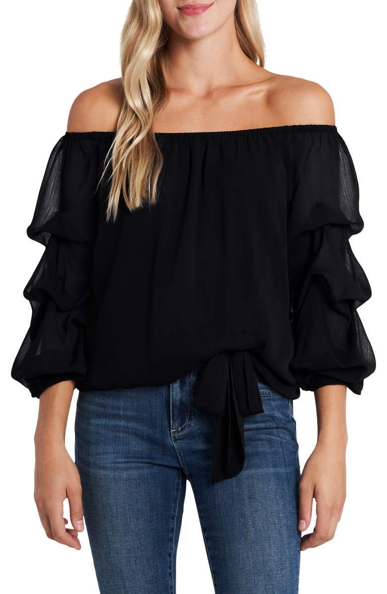CeCe Off the Shoulder Tiered Sleeve Blouse, Main, color, 