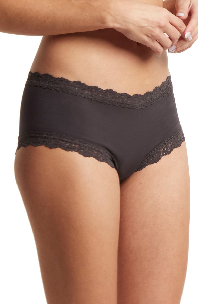 Hanky Panky Stretch Supima<sup>®</sup> Cotton Boyshorts, Alternate, color, 