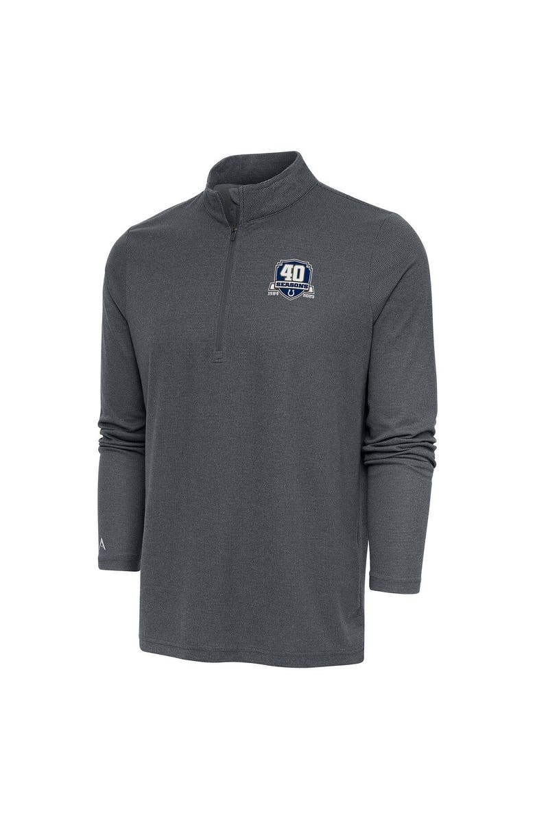 ANTIGUA Men's Antigua Charcoal Indianapolis Colts 40th Anniversary Epic Quarter-Zip Pullover Top, Alternate, color, 
