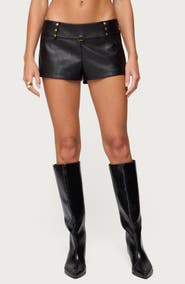 EDIKTED Reese Studded Faux Leather Micro Shorts