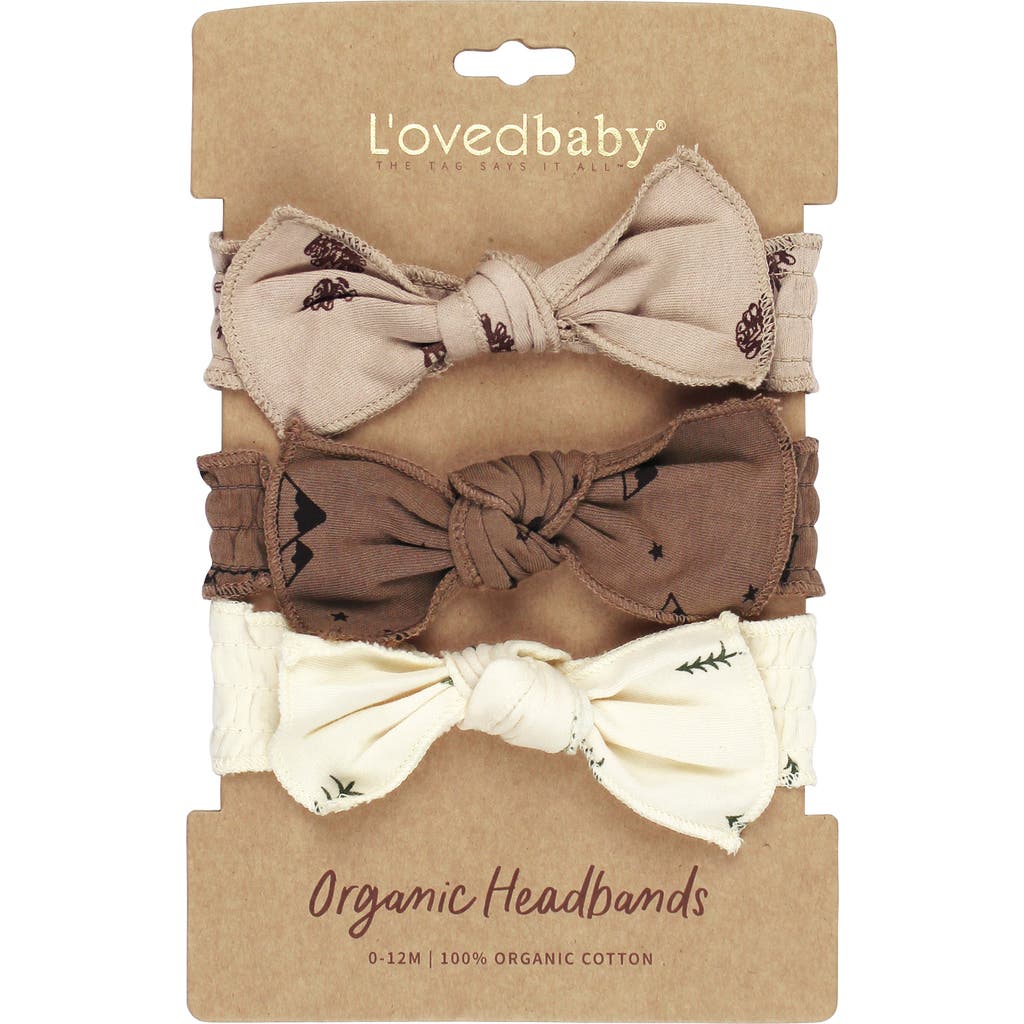 L'ovedbaby Assorted 3-pack Bow Organic Cotton Headbands In Multi