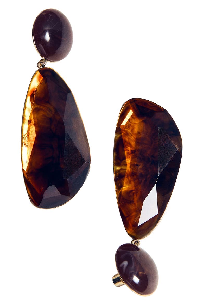 Resin Pendant Drop Earrings, Alternate, color, BROWN