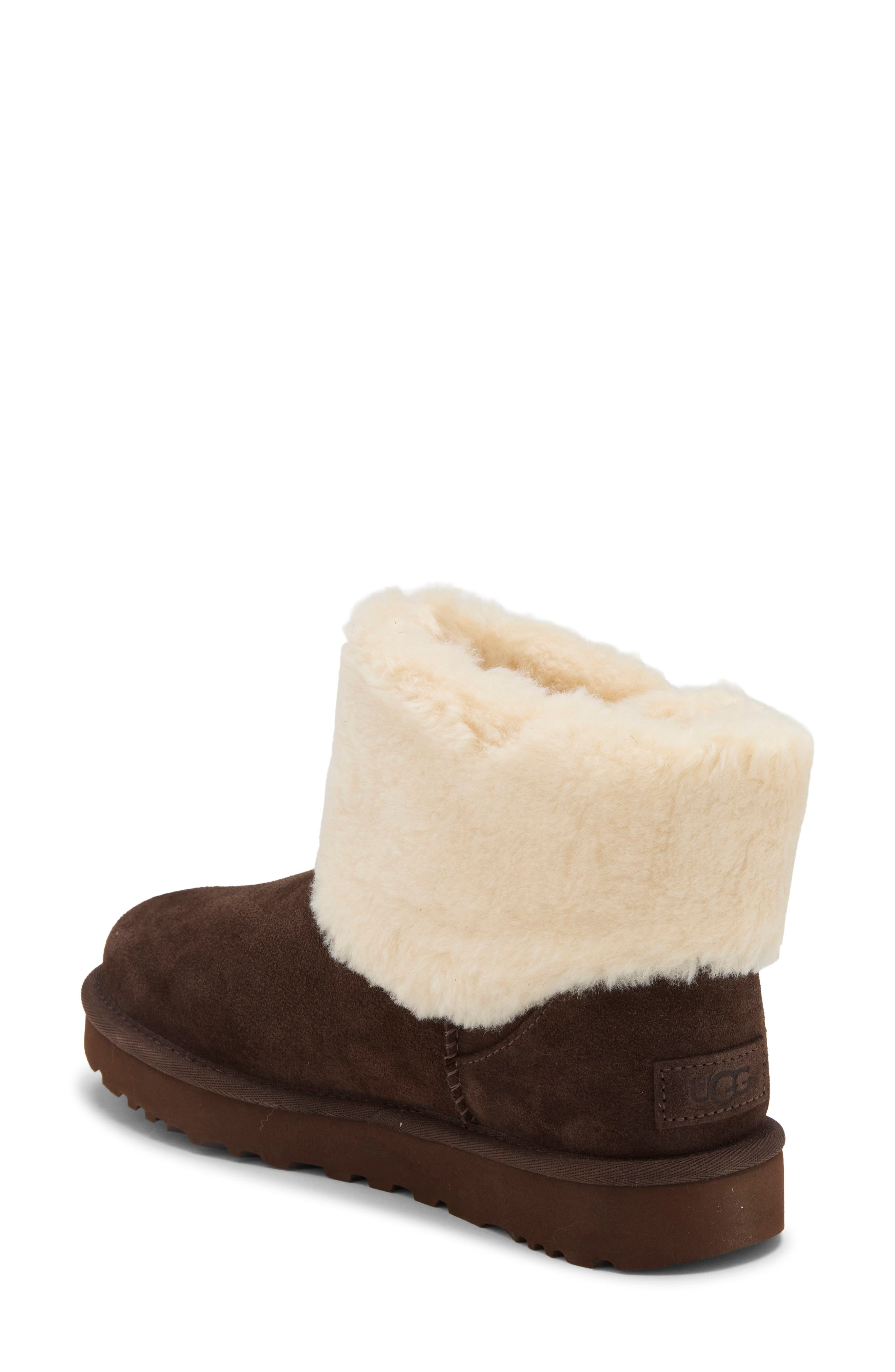 Classic Mini Posy Toggle Genuine Shearling Boot, Alternate, color, BURNT CEDAR