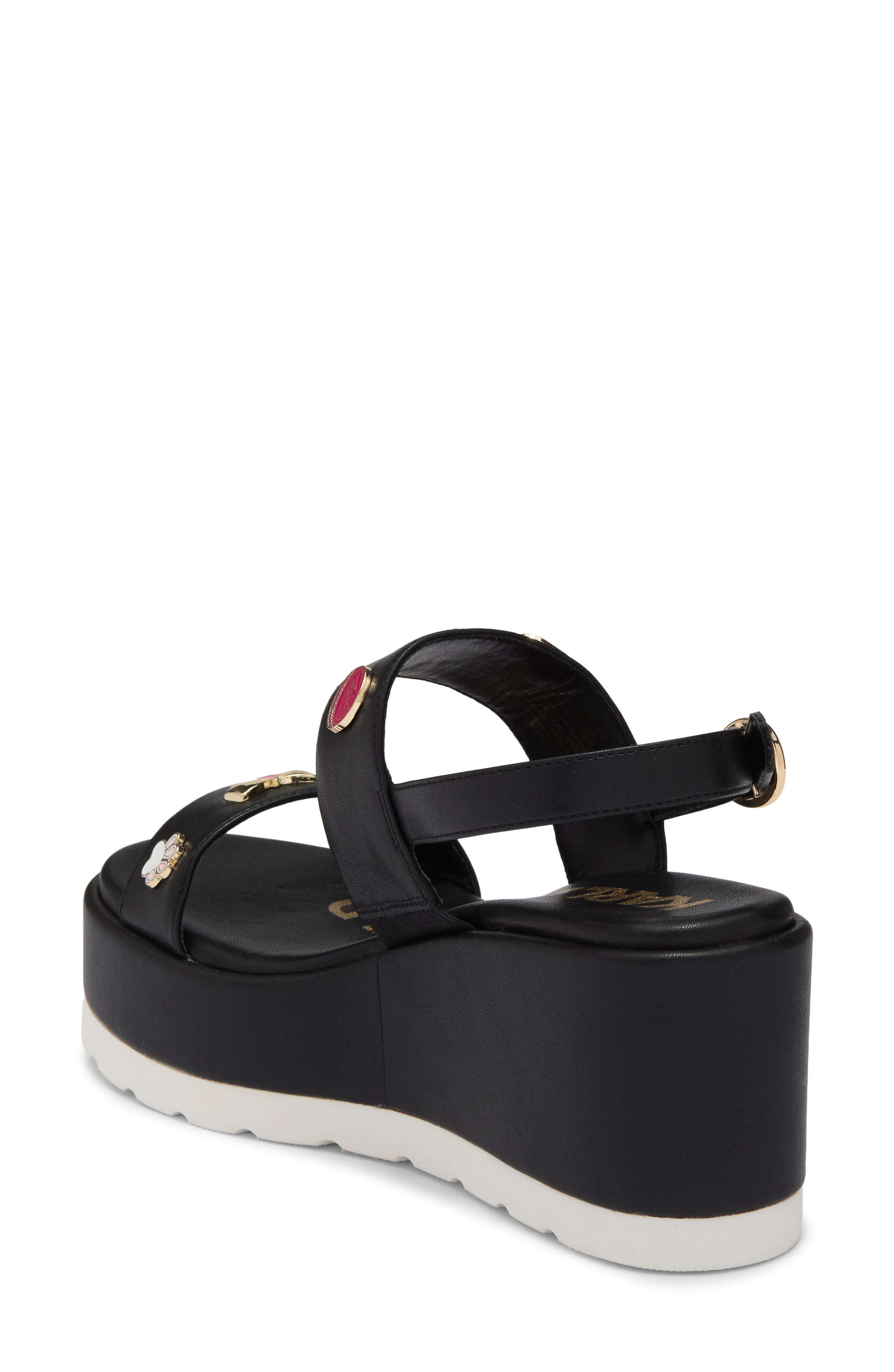 KARL LAGERFELD PARIS Cleome Slingback Platform Wedge Sandal, Alternate, color, Black