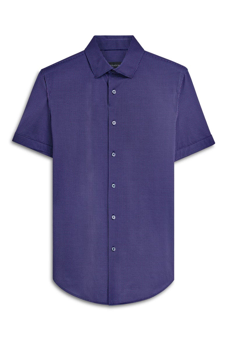 Miles OoohCotton® Confetti Print Short Sleeve Button-Up Shirt, Alternate, color, NAVY