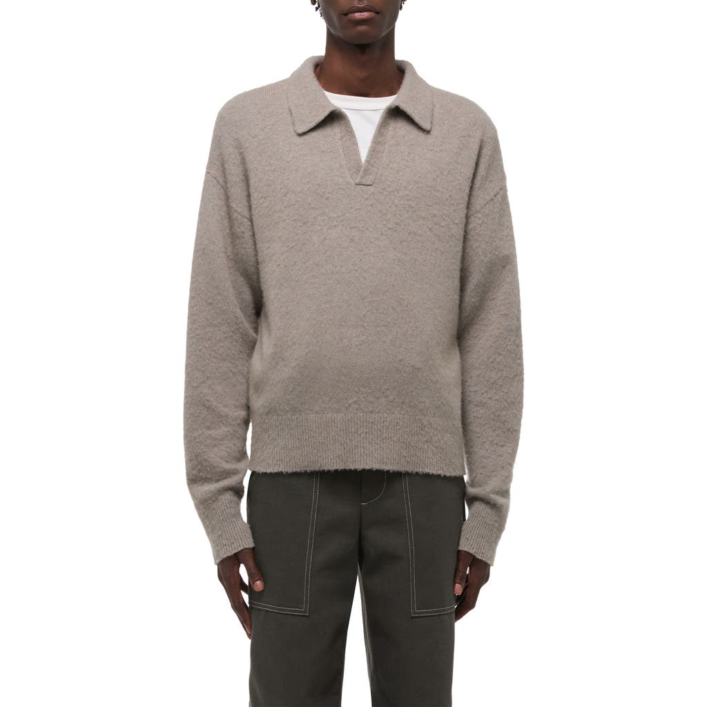 Helmut Lang Lithe 3 Brushed Wool & Cashmere Polo Sweater In Gray