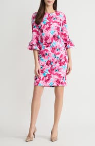KASPER Double Flutter Sleeve Dress