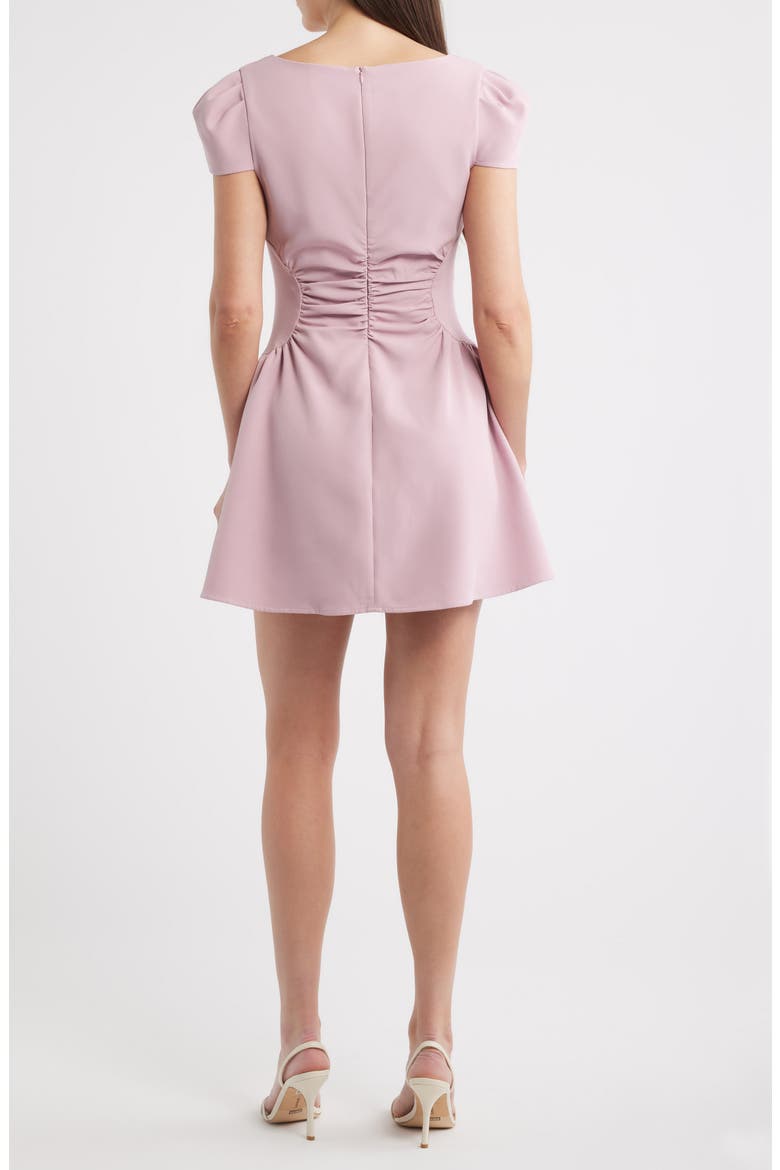 Tilly Ruched Puff Sleeve Flare Dress, Alternate, color, PINK
