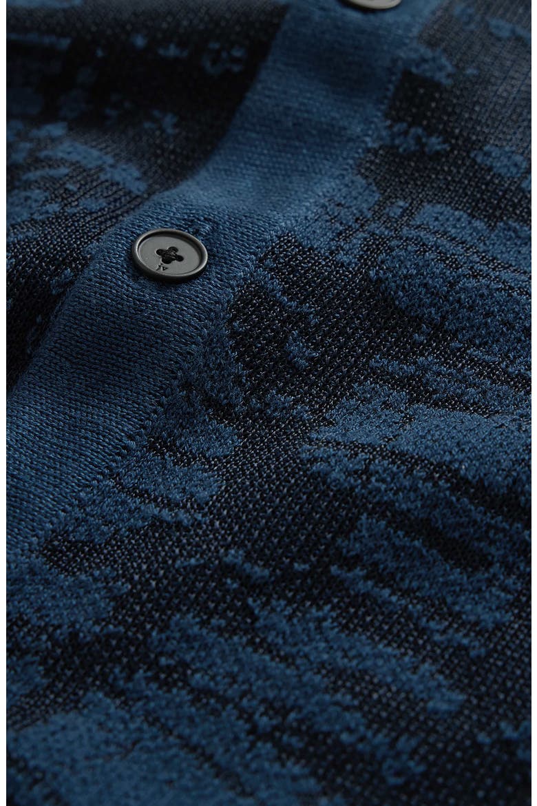 Cayden Jacquard Short Sleeve Full Button Cardigan, Alternate, color, NAVY