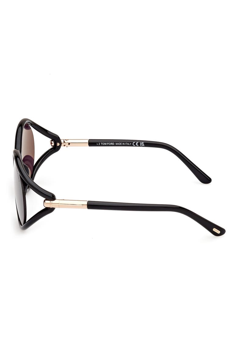 Melody 59mm Round Sunglasses, Alternate, color, SHINY BLACK / SMOKE