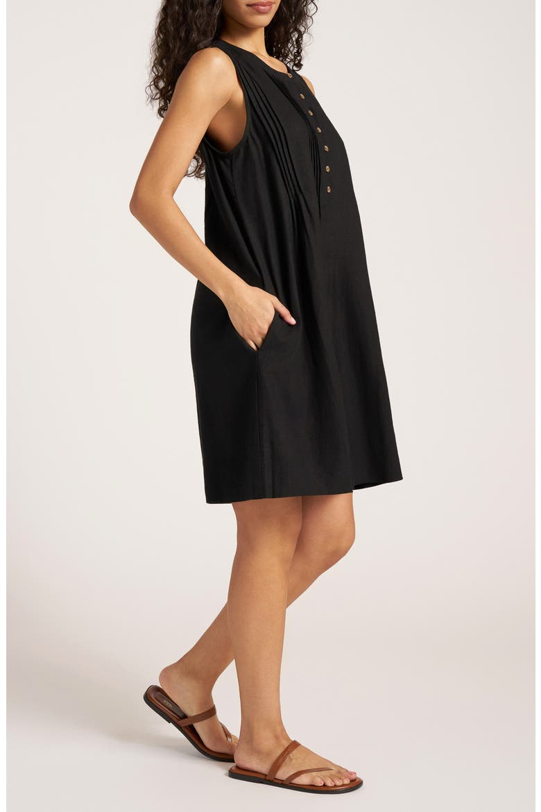 Helena Pleat Shift Dress, Alternate, color, BLACK