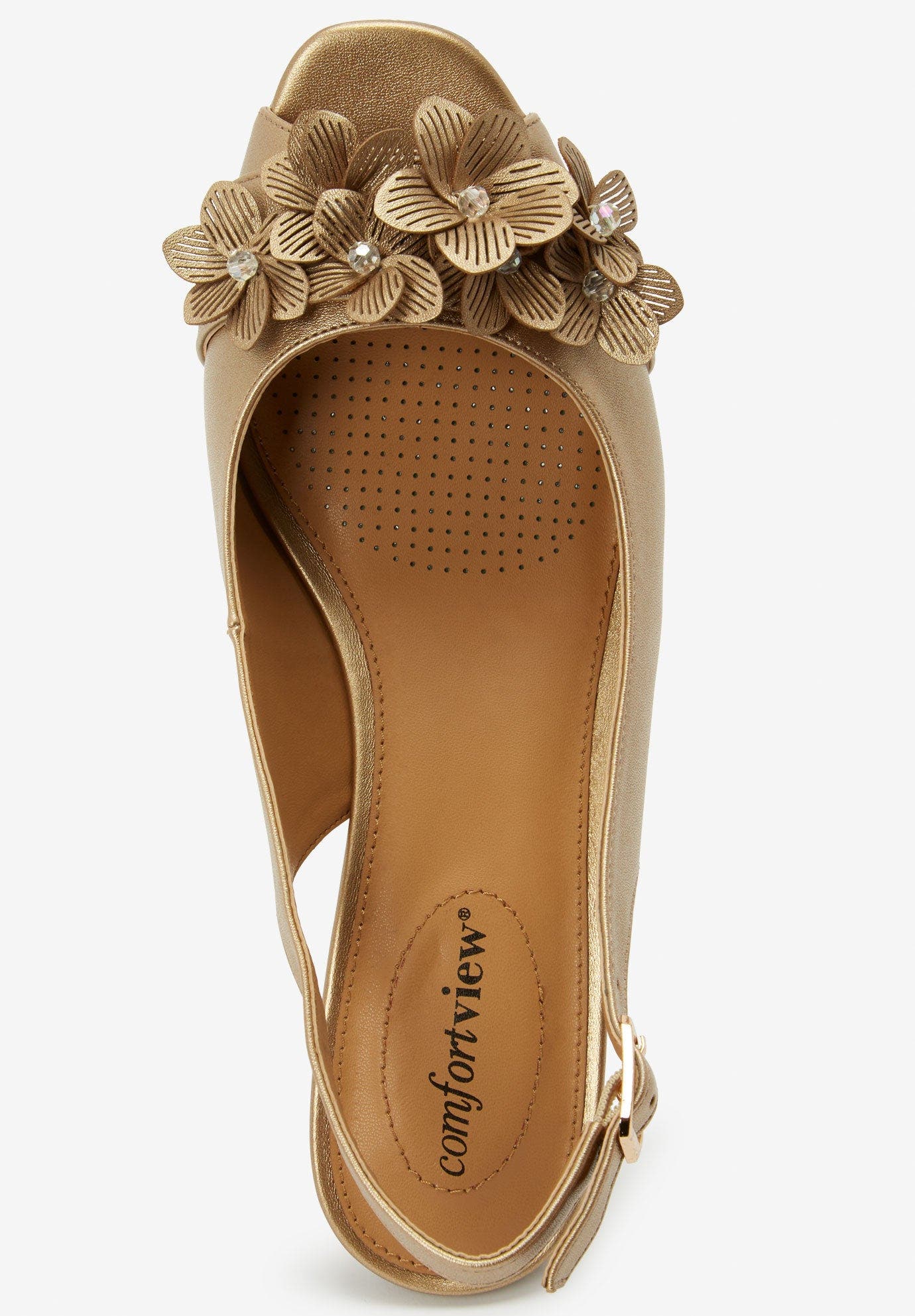 The Rider Leather-Like Slingback, Alternate, color, GOLD