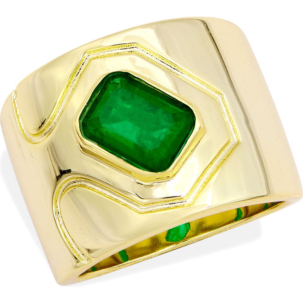 Savvy Cie Jewels Wide Cigar Band Ring In Yellow