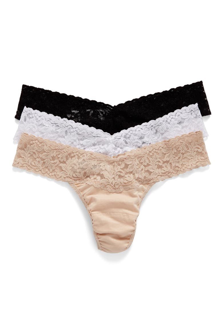 3-Pack Low Rise Thong, Alternate, color, BLACK/  WHITE/ CHAI