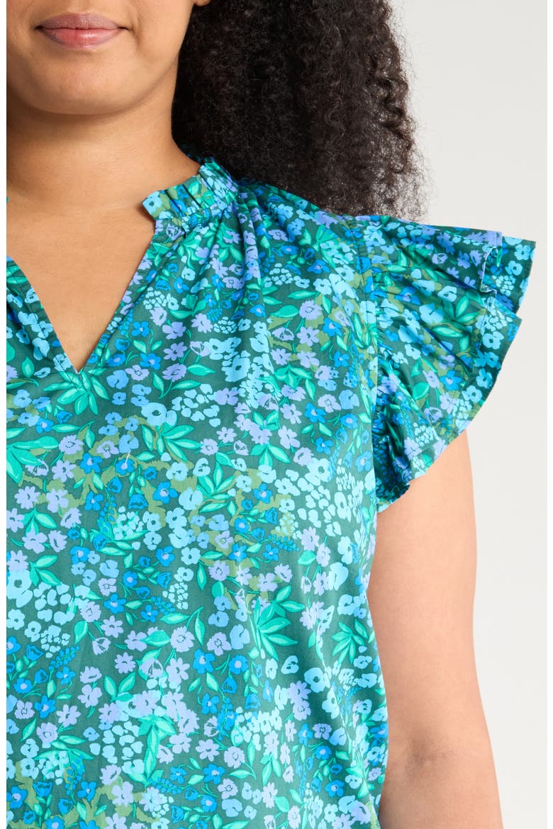 Midnight Floral Ruffle Top, Alternate, color, EMERALD GREEN/ BLUE