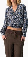 IVONNE Long Sleeve Paisley V-Neck Blouse