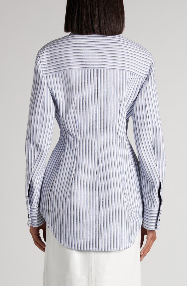 Bottega Veneta Stripe Cotton Blend Jacket, Alternate, color, Chalk/ Admiral/ Navy