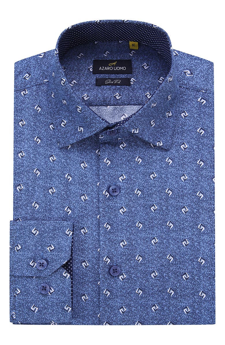Azaro Uomo Slim Fit Geometric Print Performance Dress Shirt, Alternate, color,