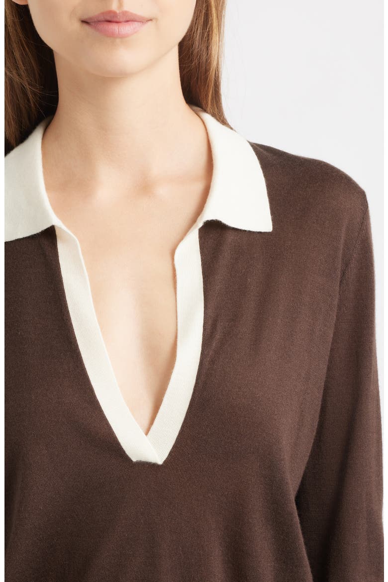 The Two Tone Cashmere & Silk Blend Polo Sweater, Alternate, color, COFFEE MULTI