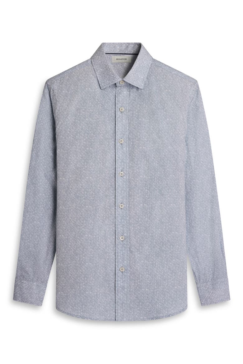 Julian Shaped Fit Geo Print Cotton Button-Up Shirt, Alternate, color, SHARK