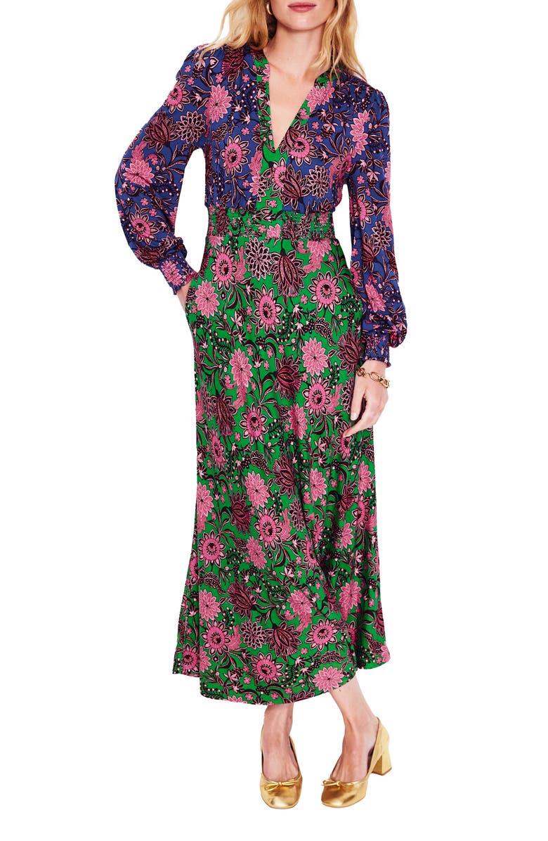 Boden Ivy Long Sleeve Smocked Midi Dress, Main, color, 