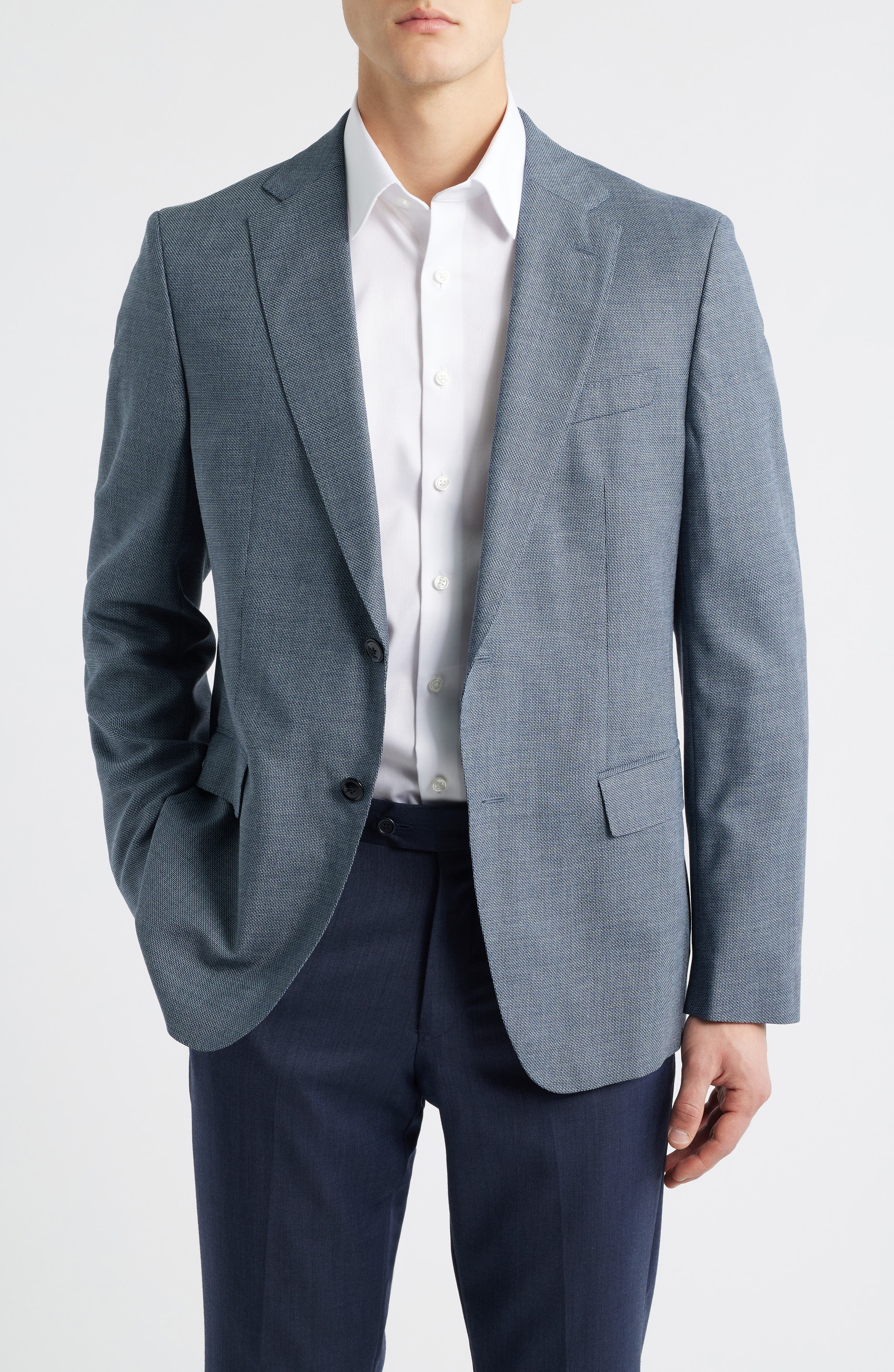 BOSS Hutson Slim Fit Textured Stretch Wool Blend Sport Coat
