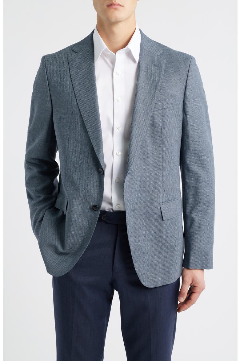 Hutson Slim Fit Textured Stretch Wool Blend Sport Coat, Main, color, DARK BLUE