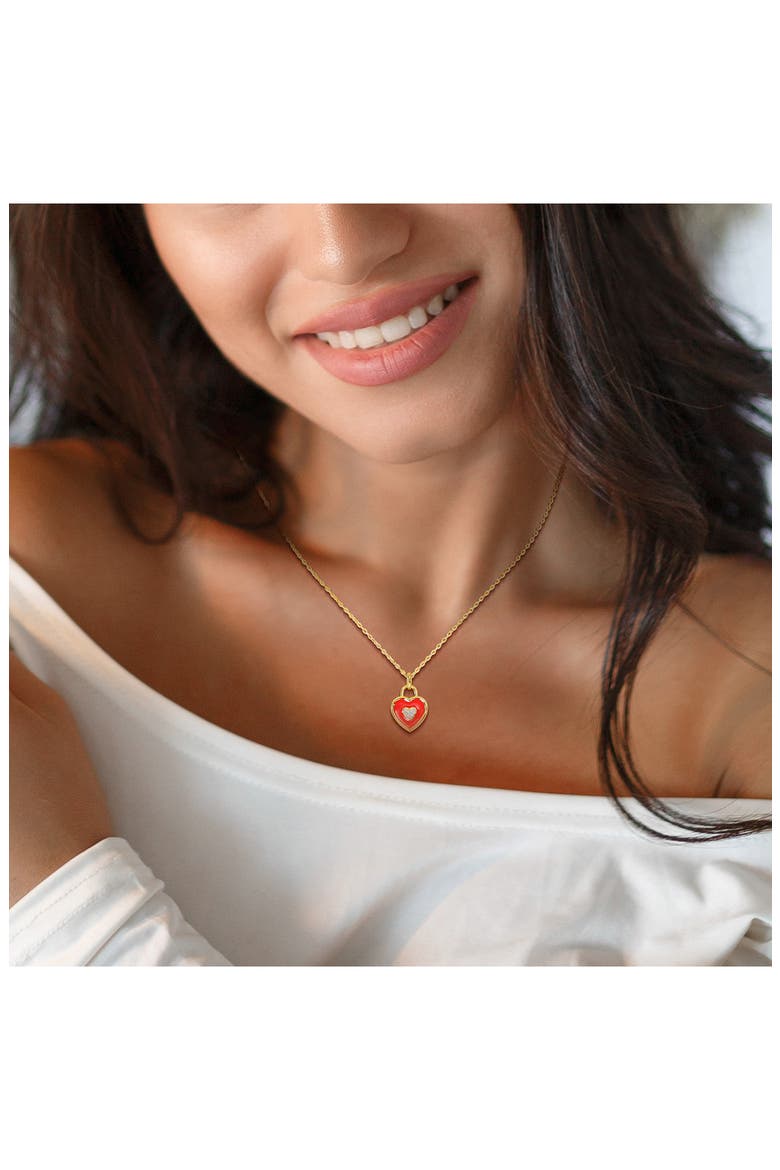 Enamel & Diamond Heart Pendant Necklace, Alternate, color, RED