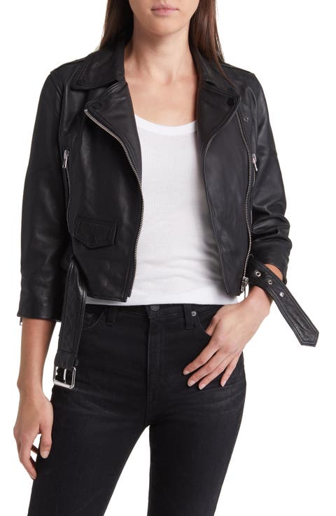 Brookes Crop Leather Biker Jacket