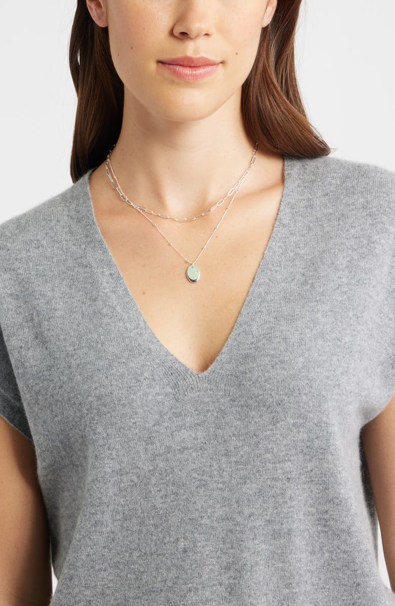 Nordstrom Demi Fine Layered Pendant Necklace, Alternate, color, Sterling Silver Plated