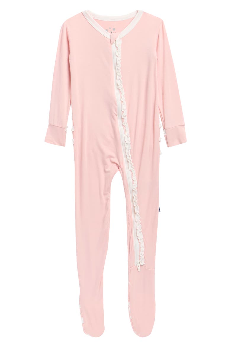 Ruffle Zip Footie, Main, color, BABY ROSE WITH NATURAL