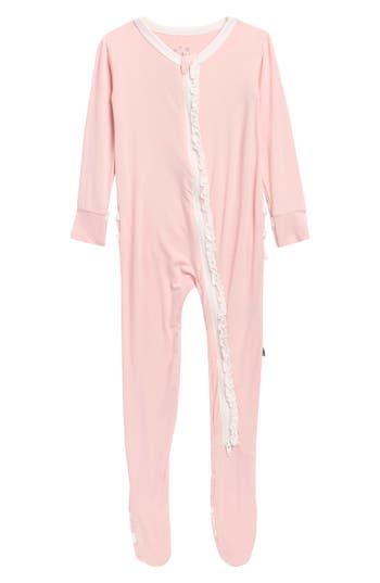 Kickee Pants Babies'  Ruffle Zip Footie In Pink
