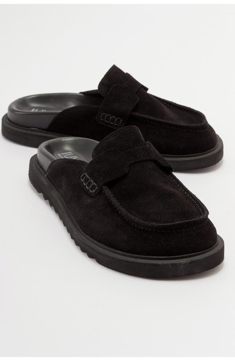 Forever & Always Shoes Laven Suede Leather Clogs, Alternate, color, Black Suede Leather