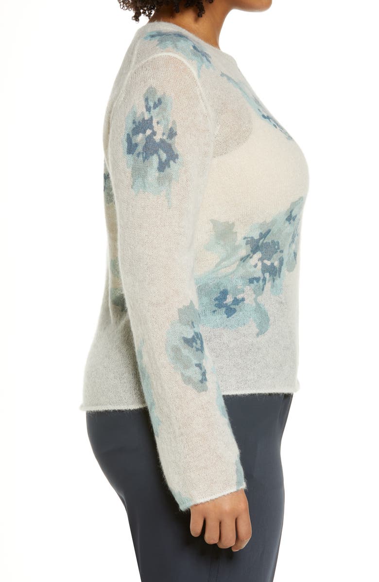 Vince Dahlia Print Alpaca & Mohair Blend Crewneck Sweater, Alternate, color, 
