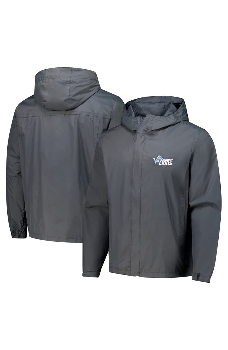 DUNBROOKE Men's Dunbrooke Graphite Detroit Lions Tropic Waterproof Packable Full-Zip Hoodie Jacket, Alternate, color, 